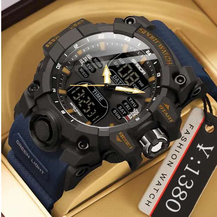 黑武士新款炫酷夜光男士手表男款运动电子表多功能户外闹钟防水表商品图