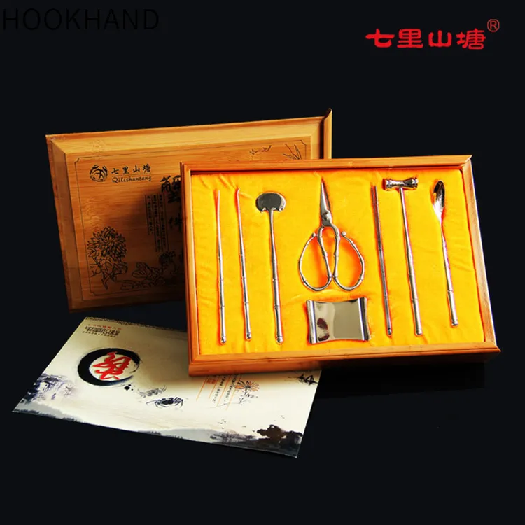 自用赠人佳品吃蟹工具不锈钢竹节款蟹八件七里山塘品螃蟹工具