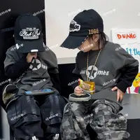 【橘枳哟】帅炸磨毛胶印星星长袖T恤