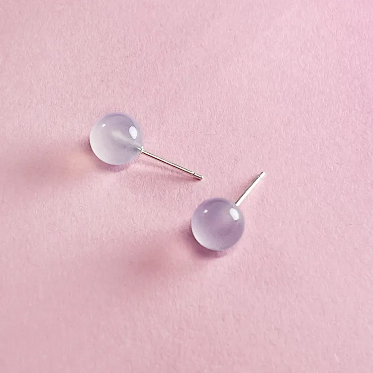 冰紫色玛瑙耳钉气质轻奢多样性发货