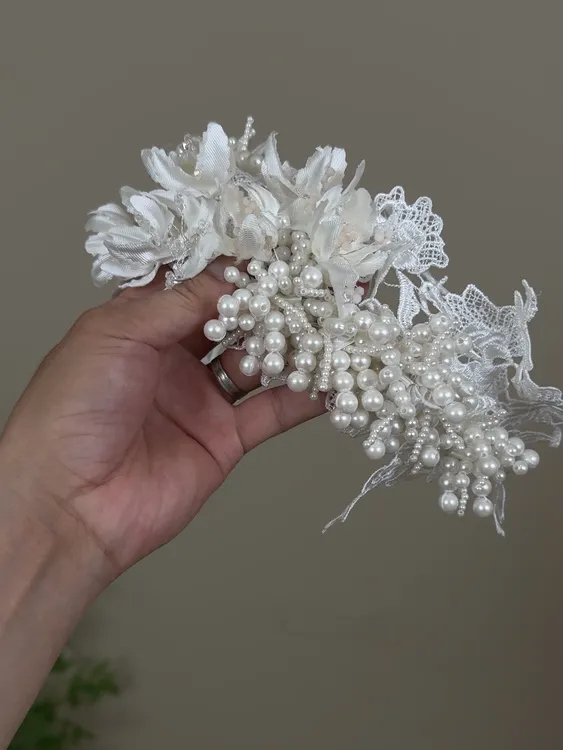 复古蕾丝珍珠发箍头饰