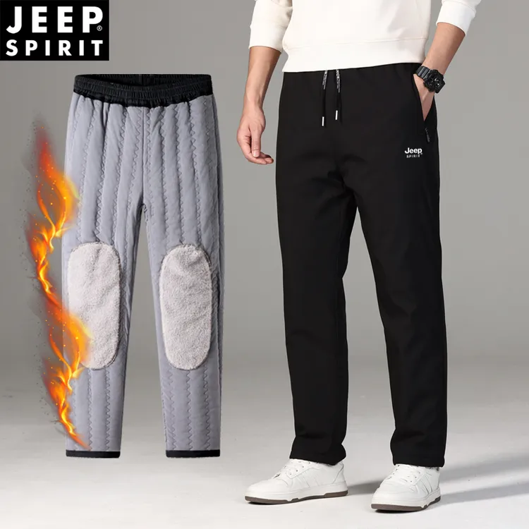 （高定版）JEEP SPIRIT加绒加厚加护膝男女休闲棉裤防风冬季防寒