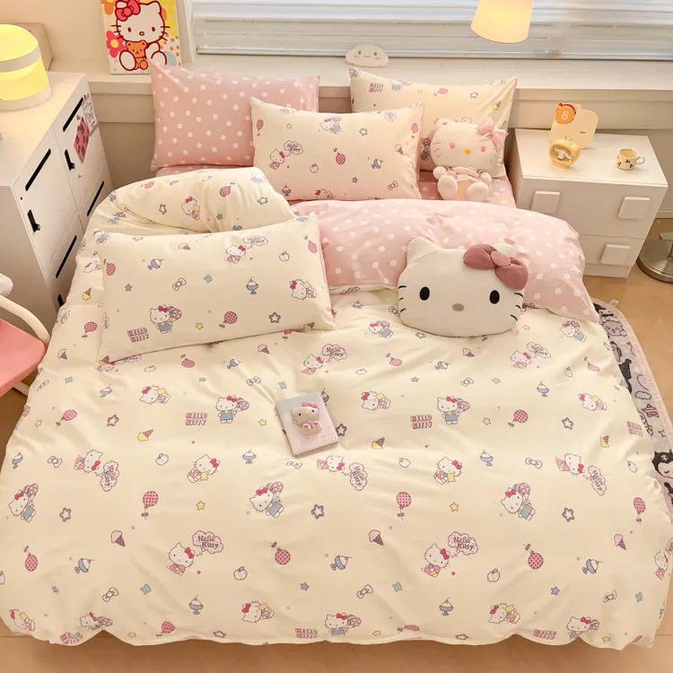 三丽鸥正版hellokitty床上三件套四件套纯棉100%全棉学生宿舍定制