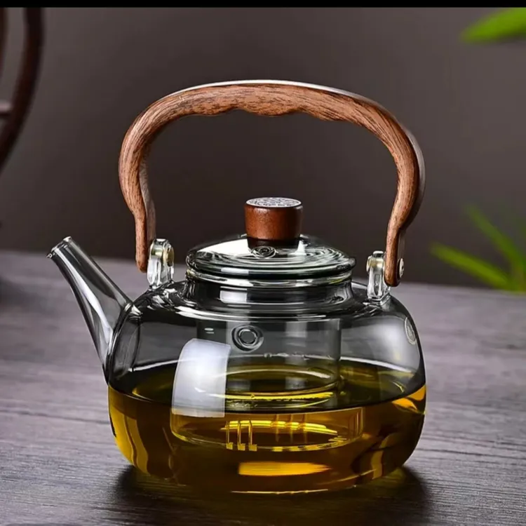 2025新款加厚耐热玻璃透黑煮茶壶高硼硅耐热围炉煮茶壶提梁壶