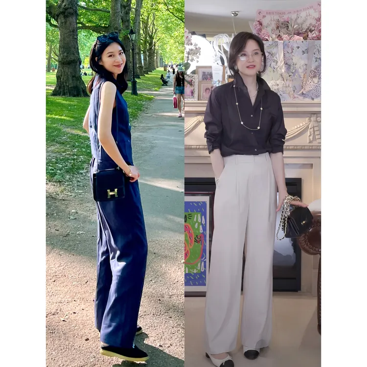 我是摩羯 高知文女主 法国进口亚麻天丝人字纹竹节纹理春夏阔腿裤