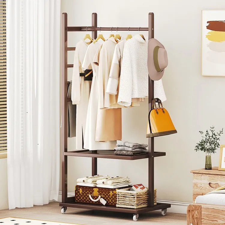 现代简约酒店民宿用可移动衣服架子挂衣架落地立式卧室家用衣帽架
