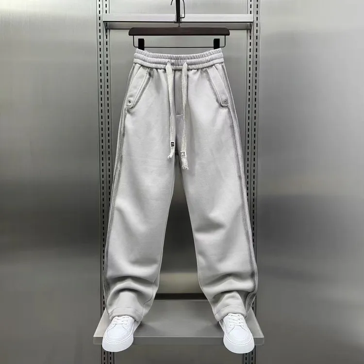 2025新款潮流卫裤秋季美式高街宽松水洗直筒运动裤青年痞帅休闲裤