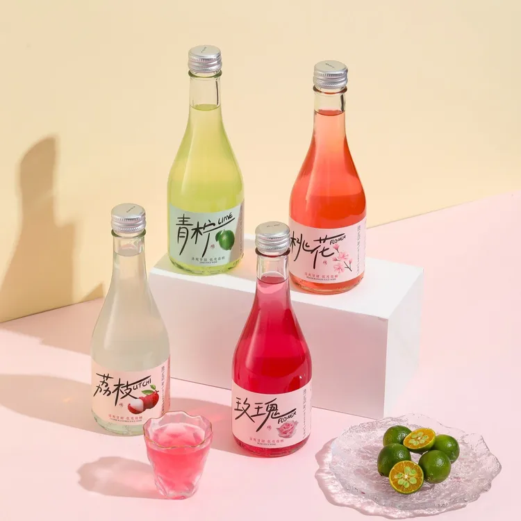 果趣④瓶果酒女士低度甜酒荔枝酒小青柠桃花酿桂花酒玫瑰晚安小酒