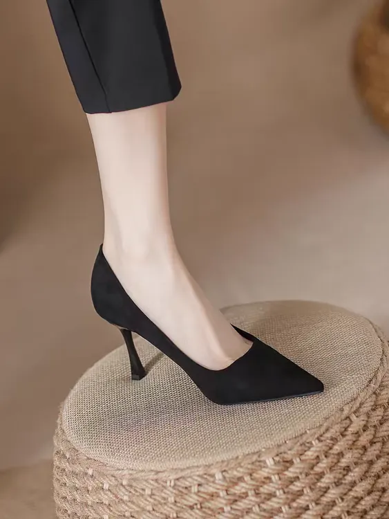 法式浅口高跟鞋女2025年春秋气质细跟不累脚面试工作鞋尖头百搭女