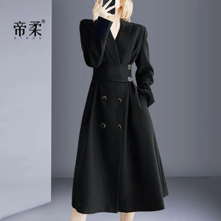 设计感时尚通勤长袖连衣裙2025春秋修身显瘦气质名媛风中长款百搭