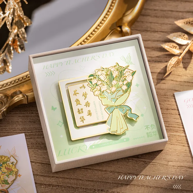 精美礼物中国风金属花卉书签礼盒奖励学生高颜值教师节礼物创意