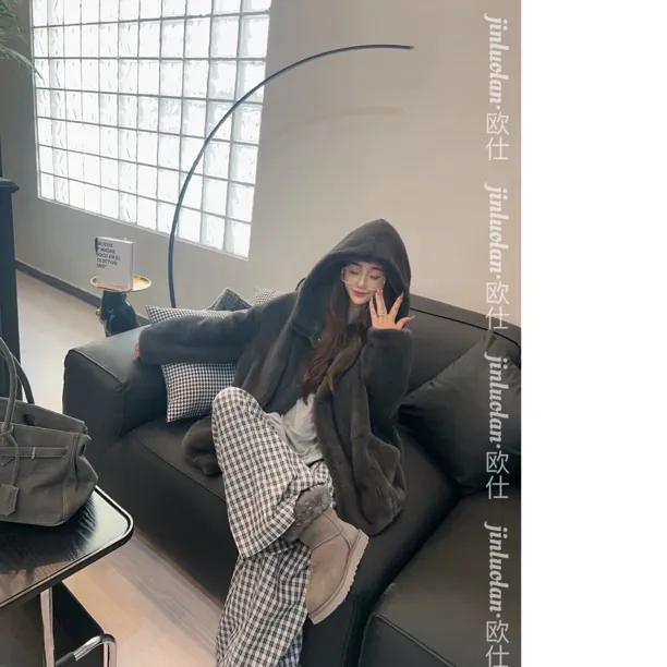 JINLUOLAN-欧仕"时光荏苒"冬季款冬季水貂上衣-23062