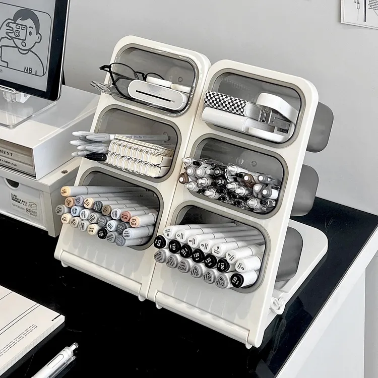 斜插笔筒文具大容量儿童女孩学生书桌桌面收纳盒置物架马克笔笔桶