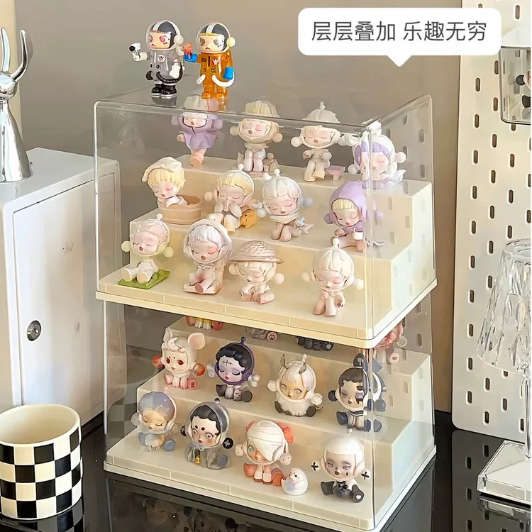 收纳展示架泡泡玛特乐高展示柜桌面透明手办架子盒子亚克力防尘盒