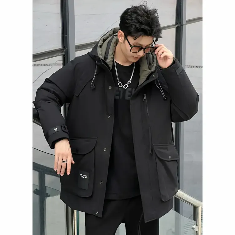 【90白鸭绒】中长款羽绒服男士冬季户外休闲连帽派克服5580