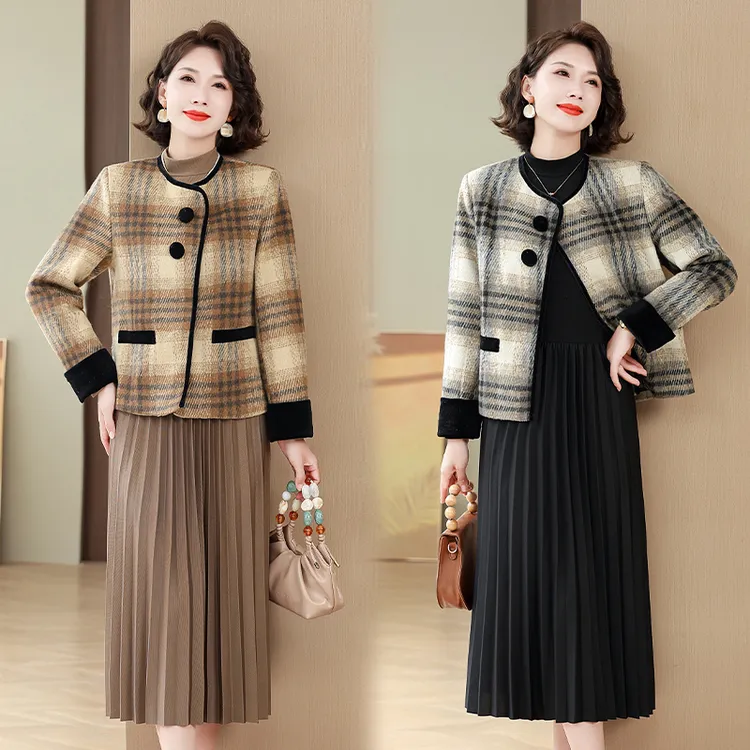 妈妈秋装气质连衣裙中老年春秋季外套女贵夫人时尚套装裙子两件套