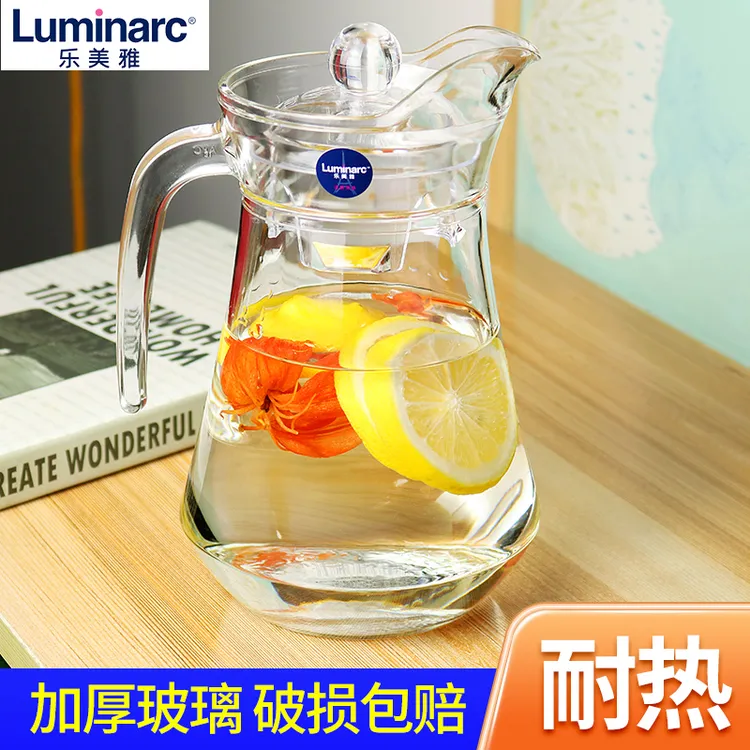 乐美雅加厚冷水壶耐高温防爆玻璃水壶鸭嘴壶大容量家用透明凉水杯
