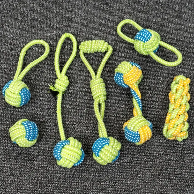 狗狗玩具耐咬磨牙绳结球小狗边牧金毛互动拔河绳发声训犬小狗玩具