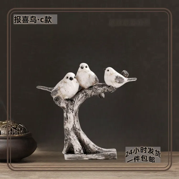 美式现代小鸟摆件客厅酒柜电视柜桌面摆设乔迁新居仿真高档艺术品