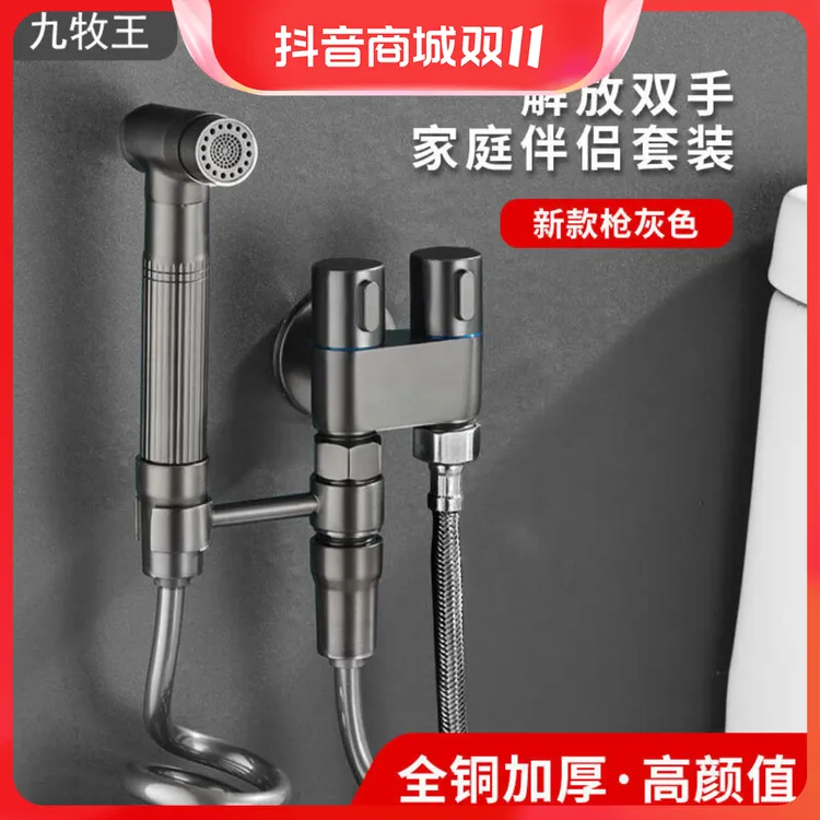 枪灰色马桶伴侣冲洗喷枪家用冲水枪卫生间高压喷头套装通用清洗器