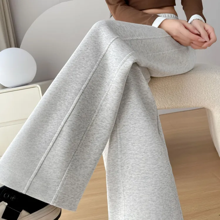 高腰垂感阔腿裤女卫裤2025新款香蕉裤秋冬百搭显瘦直筒纯棉运动裤