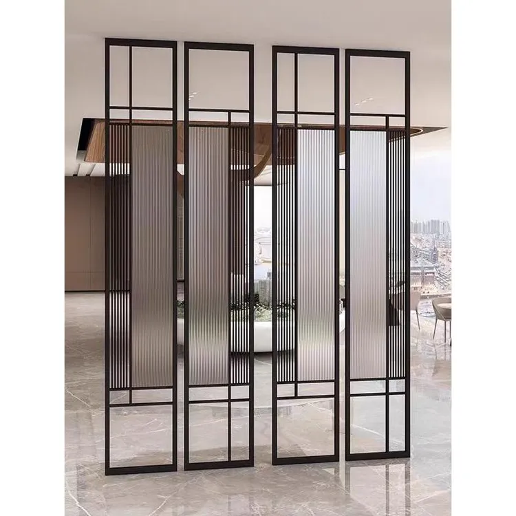 现代简约镂空屏风隔断长虹玻璃铁艺办公隔断装饰玄关客厅入户隔断