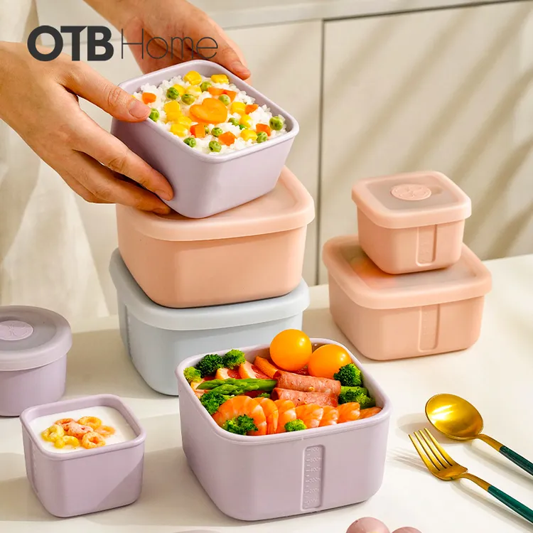 OTB铂金硅胶保鲜盒密封食品级冰箱可微波加热可蒸可烤母婴辅食盒