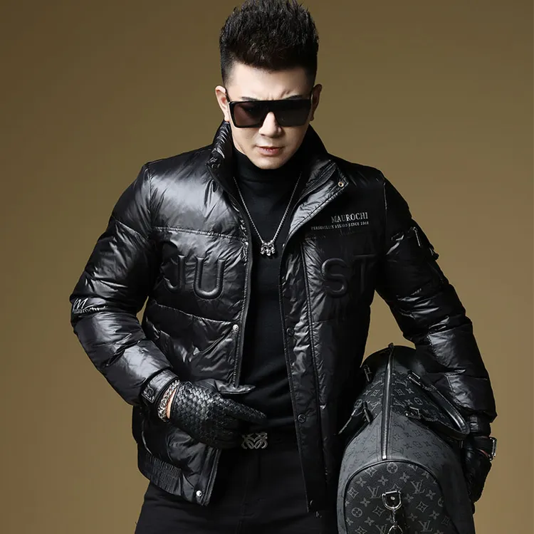 2025新款高档潮牌男款冬季亮面外套加厚男防寒立领保暖短款羽绒服