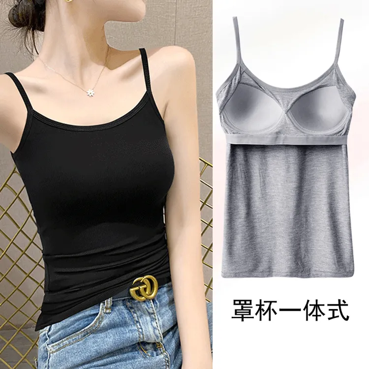 新款背心内外搭女夏季修身可调节吊带无袖吊带背心打底纯色小背心