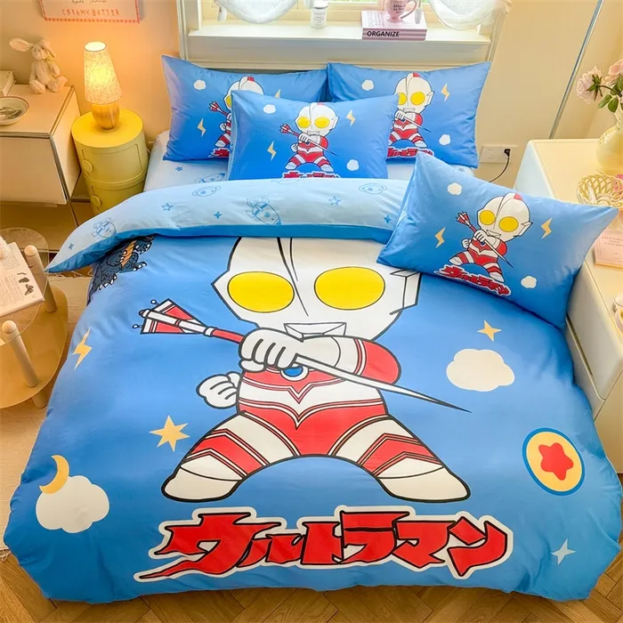 男孩奥特曼全棉四件套纯棉赛罗卡通三件套儿童被套床单单人床上用