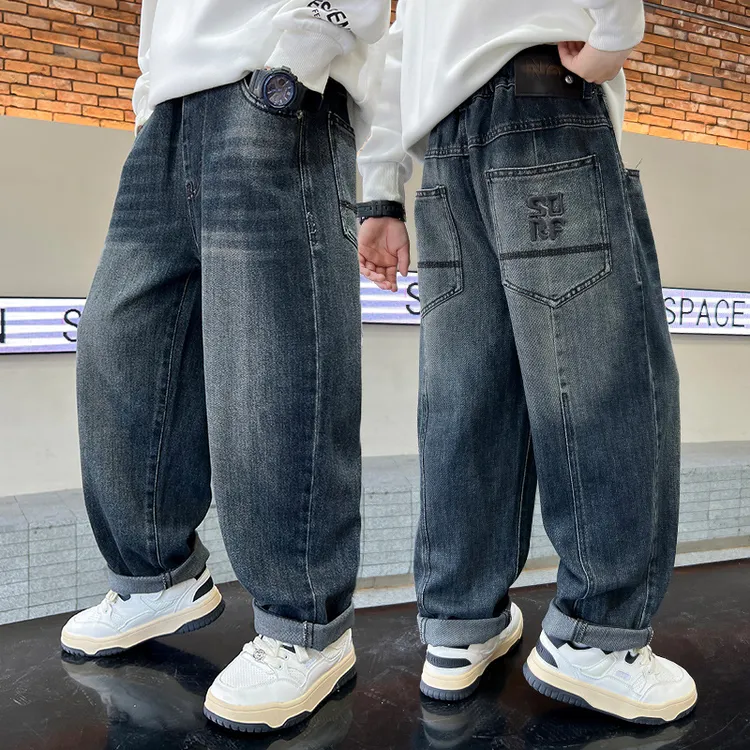 加绒牛仔裤2025秋冬新款帅气童装儿童秋一体绒中大童休闲长裤裤子