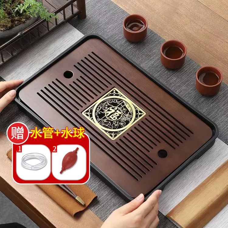 新中式竹制密胺小茶台茶盘功夫茶具小型家用沥水茶托盘长方形托盘