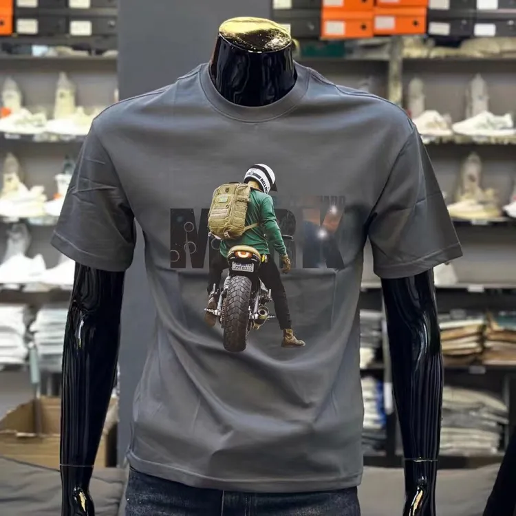 潮牌短袖T恤男士夏季2024新款爆款百搭修身印花ins圆领上衣服潮流