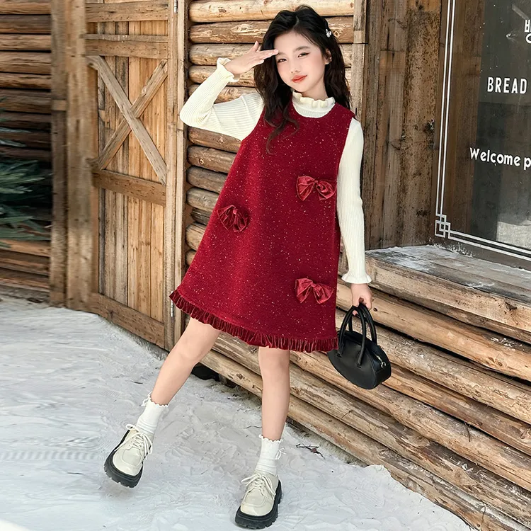 女童小香风套装裙2025秋冬季新款儿童洋气背心裙中大童气质连衣裙