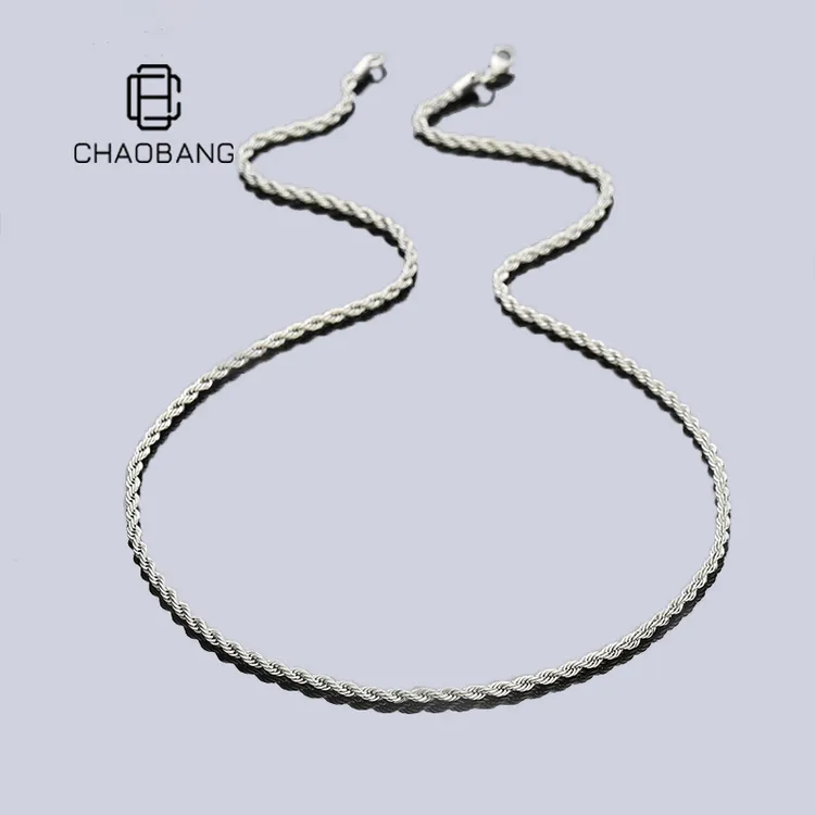 chaobang/潮邦 钛钢项链 麻花链小众不掉色基础链简约素链锁骨链