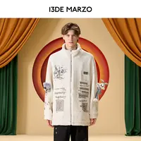 13DE MARZO男女同款 兔八哥联名系列时尚涂鸦仿羊羔毛休闲外套