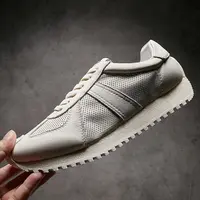 欧洲站2025春夏季新款男鞋真皮镂空透气小白鞋男休闲运动阿甘鞋男