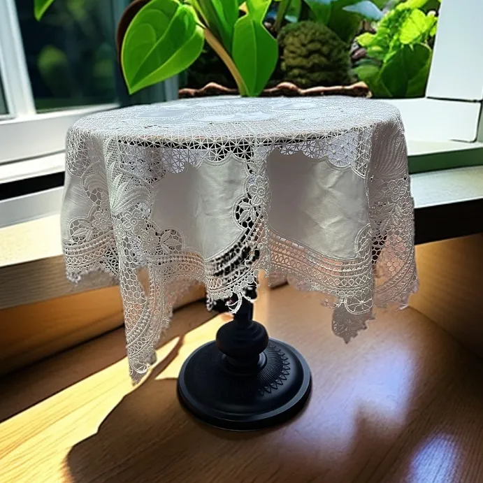 F02【新品高货爆款】轻奢多功能盖巾镂空重工绣镶拼婚纱锻家用盖布