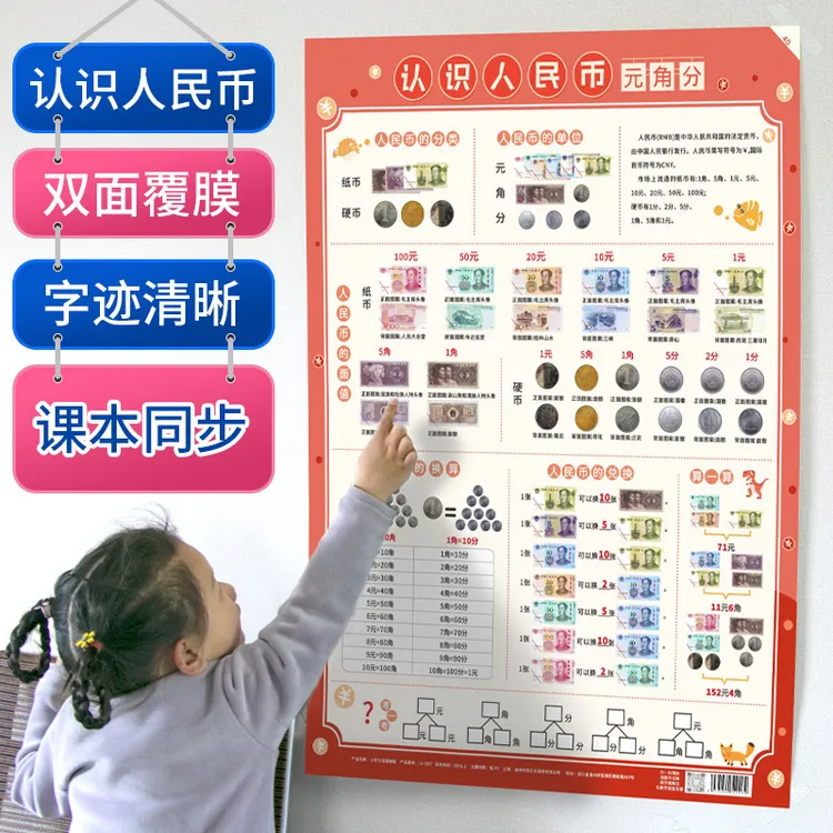 小学一二年级认识人民币硬币儿童钱币钟表时间的学习认识教学教具