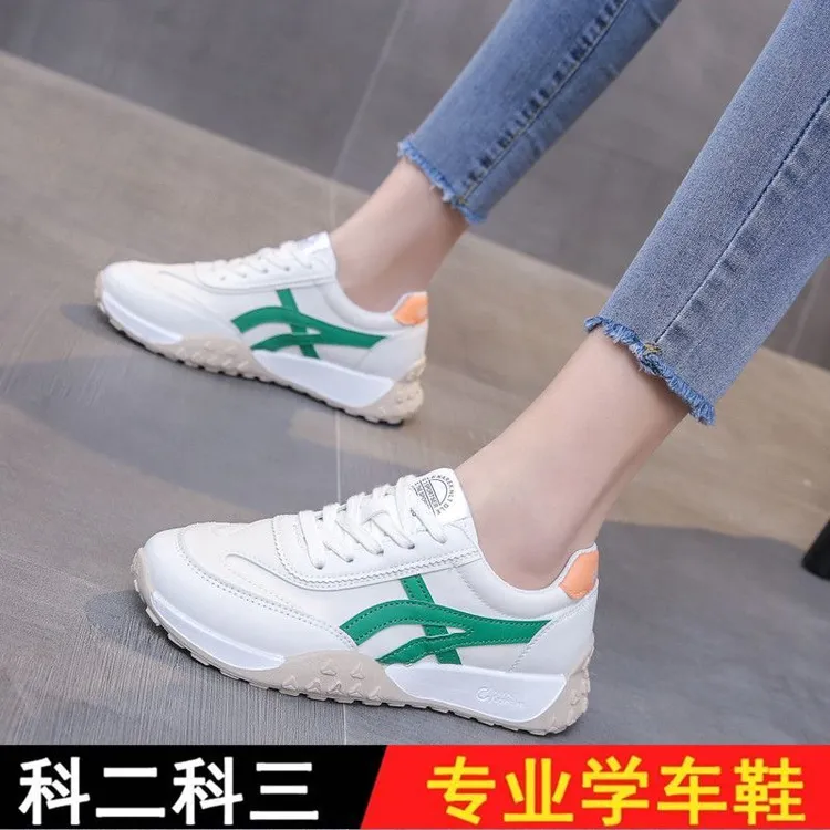透气练车女鞋皮面厚底跑步鞋小白鞋防滑运动鞋百搭阿甘鞋练车潮牌
