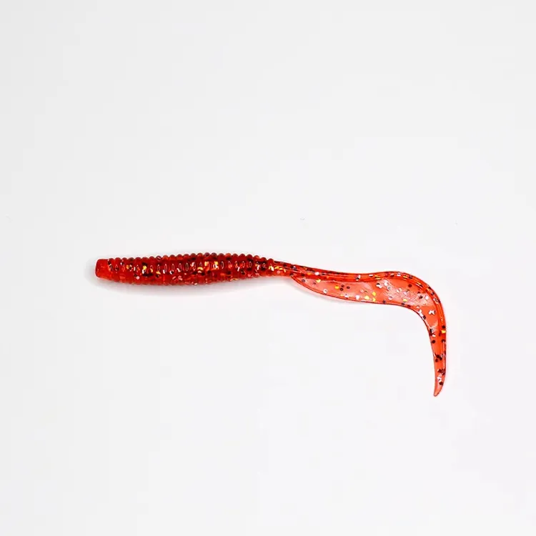 船钓船路 黑鱼黄鱼鸦片鱼鲈鱼10厘米红色镰刀卷尾路亚饵一包8条