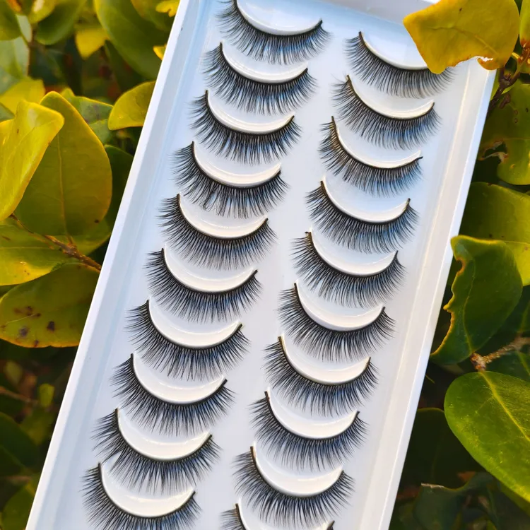10对装假睫毛免胶自粘自然日常素颜裸妆仿真硬梗可撑双眼皮新手