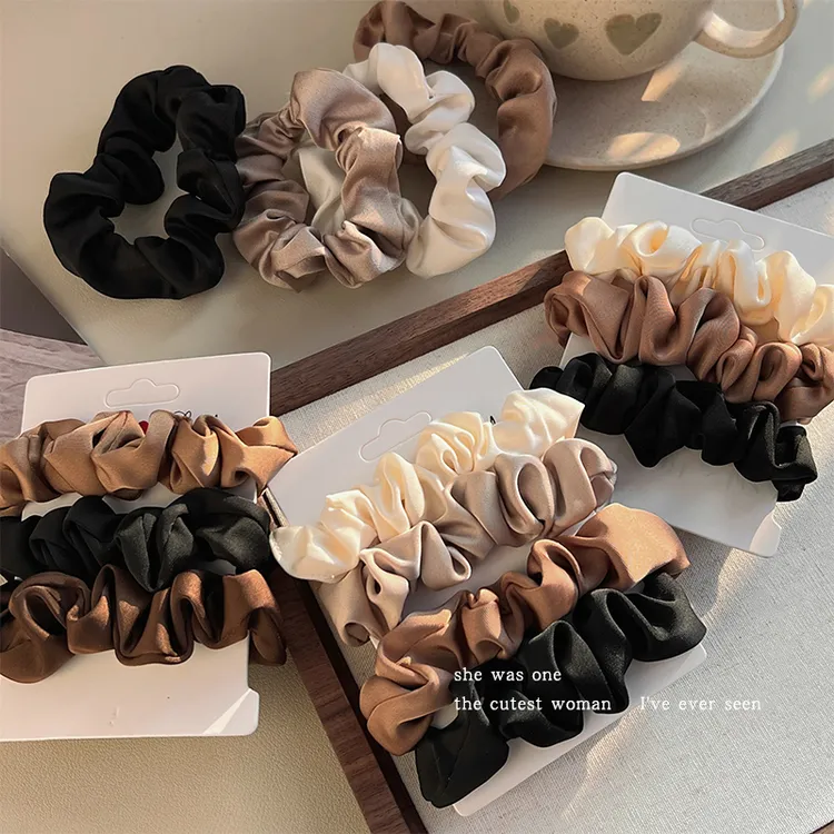 低丸子头发绳女大肠发圈时尚缎面女扎头发头绳优雅百搭简约发饰品