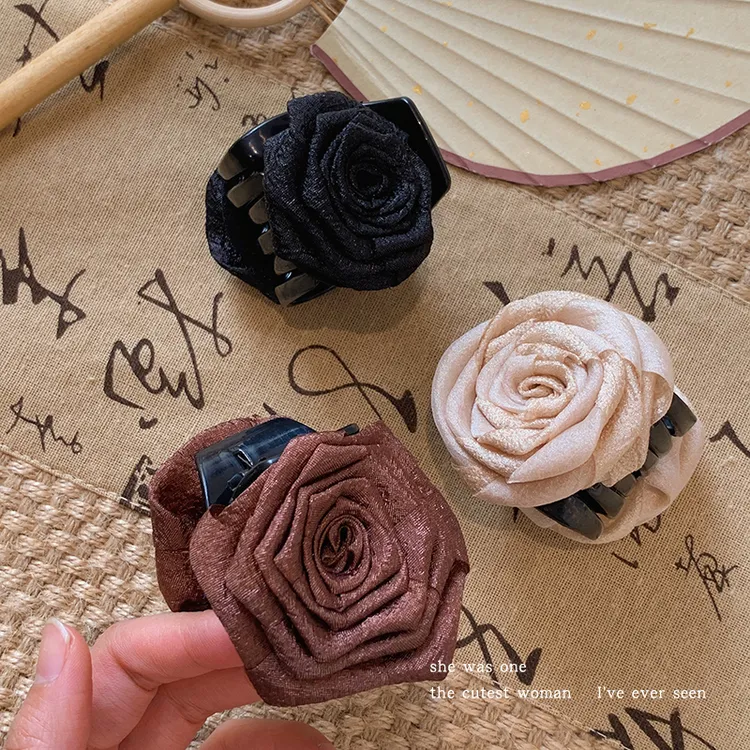 法式气质山茶花抓夹2025新款新中式花朵发抓后脑勺发夹头饰发饰女