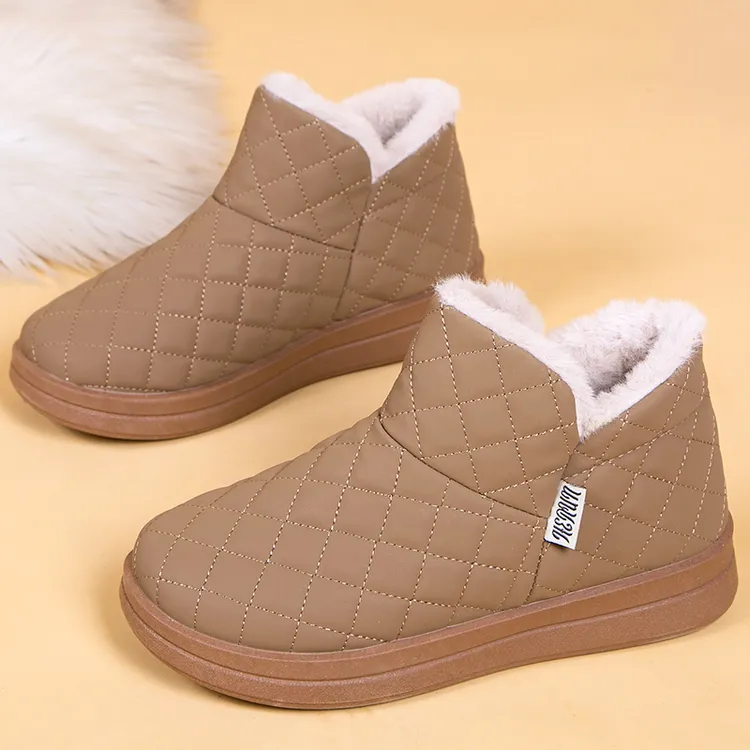 踩屎感软底加绒棉鞋女冬季2024新款皮面防水雪地靴防滑外穿孕妇鞋
