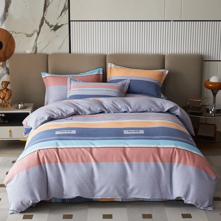 新款加厚全棉四件套磨毛印花亲肤斜纹保暖床品单双人床品套件简约