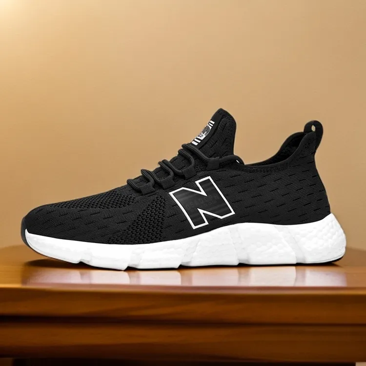 新百伦爆米花底男士鞋春秋飞织运动鞋软底超轻透气减震跑步鞋男鞋