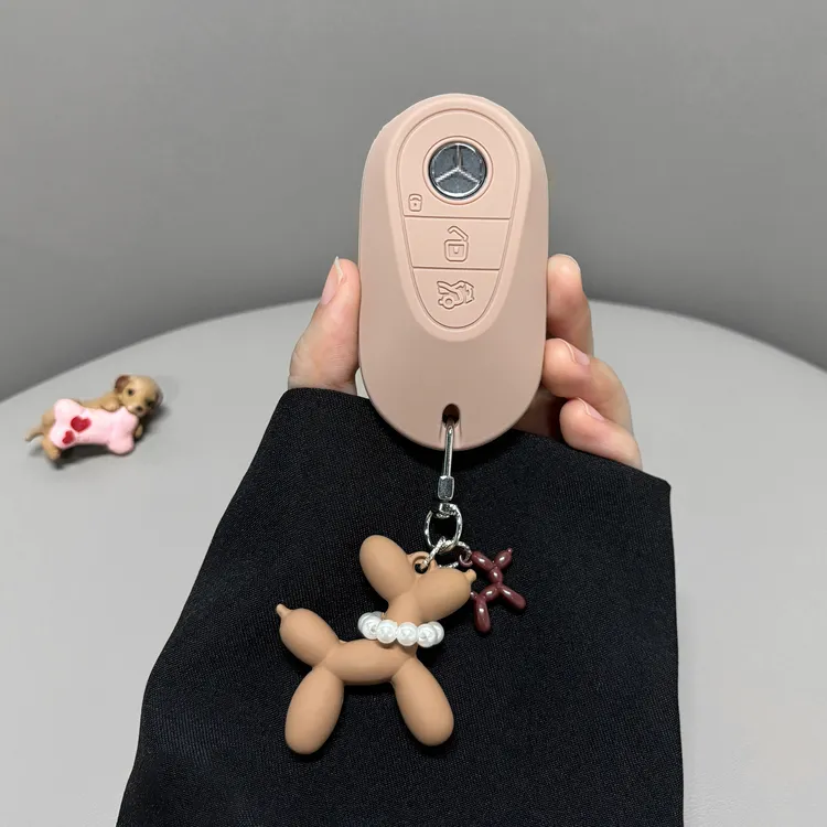 奔驰钥匙套适用24款c260l新款e300l女生glc300l可爱气球狗奶茶色