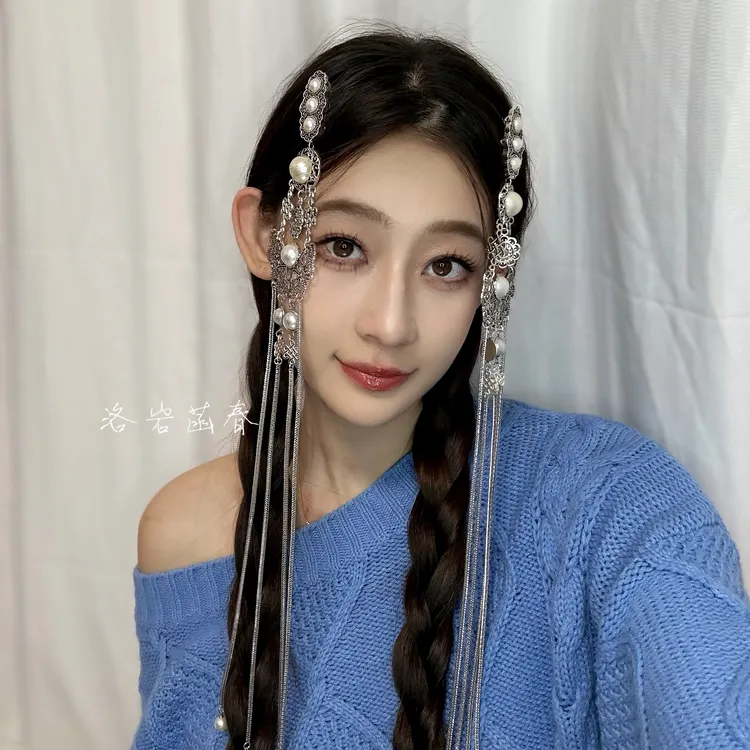 洛岩菡春新款白珍款高端新娘民族发卡头饰