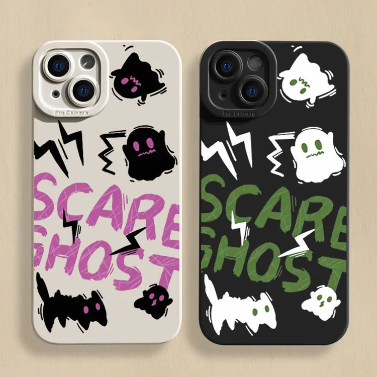 适用黑白幽灵promax苹果14手机壳13潮iphone12适用11/8新款x/xs女